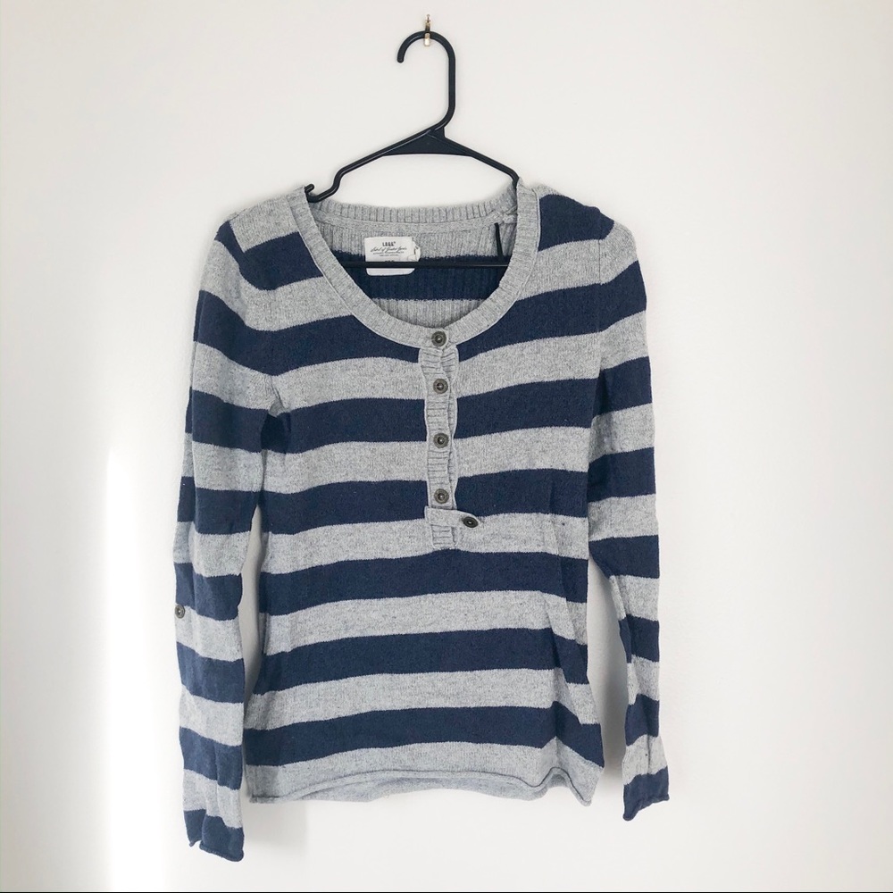 H&M (LOGG) blue/gray striped roll sleeve sweater